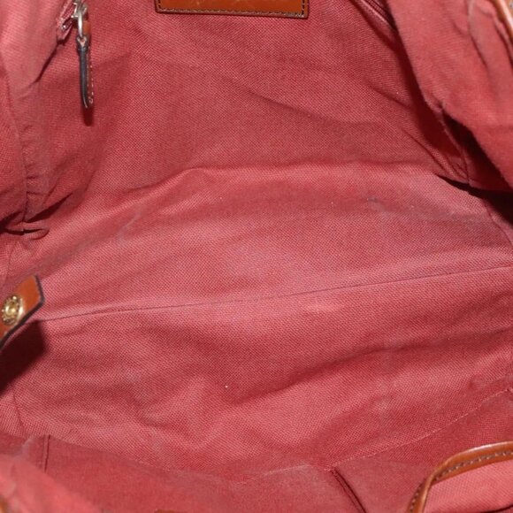 BURBERRY Nova Check Blue Label Tote Bag PVC Suede Beige Brown gold Auth 133568 - Picture 11 of 16